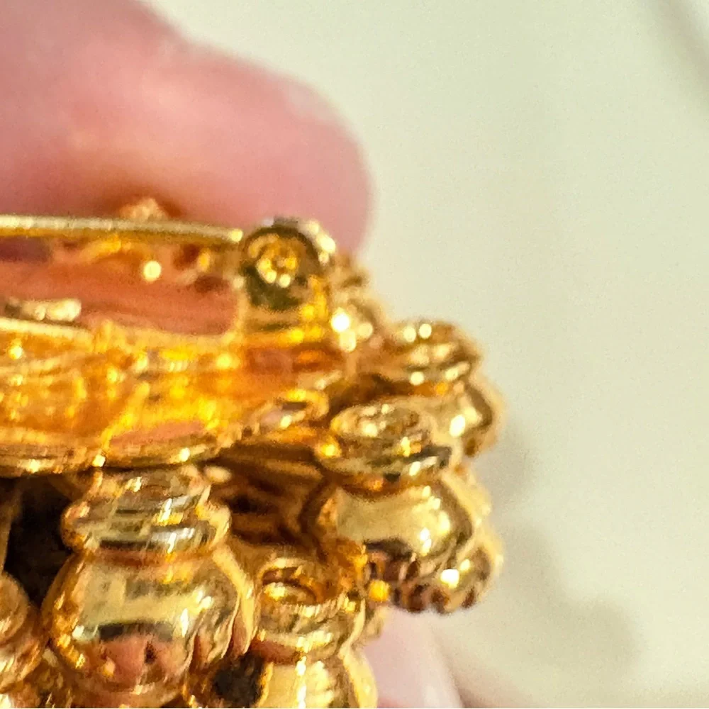 Vintage emerald-teal rhinestone cluster brooch - Picture 7 of 13